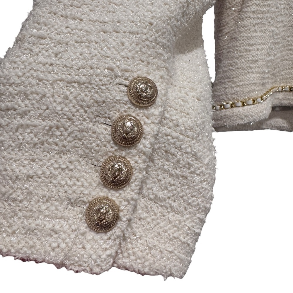 NWT Generation Love New York Velma Tweed Jacket Preppy Cream Gold Sz XL - Picture 11 of 16